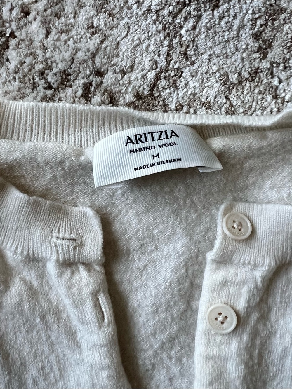 Aritzia Merino Wool Cardigan Light Birch